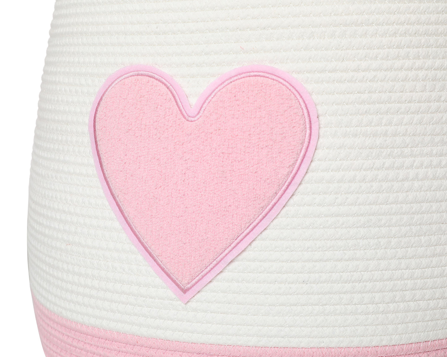 20" x 20" Extra Large Cotton Rope Storage Basket with Lid – Flagon Design – Perfect for Clothes, Blankets, and Living Room Organization - Pink Heart