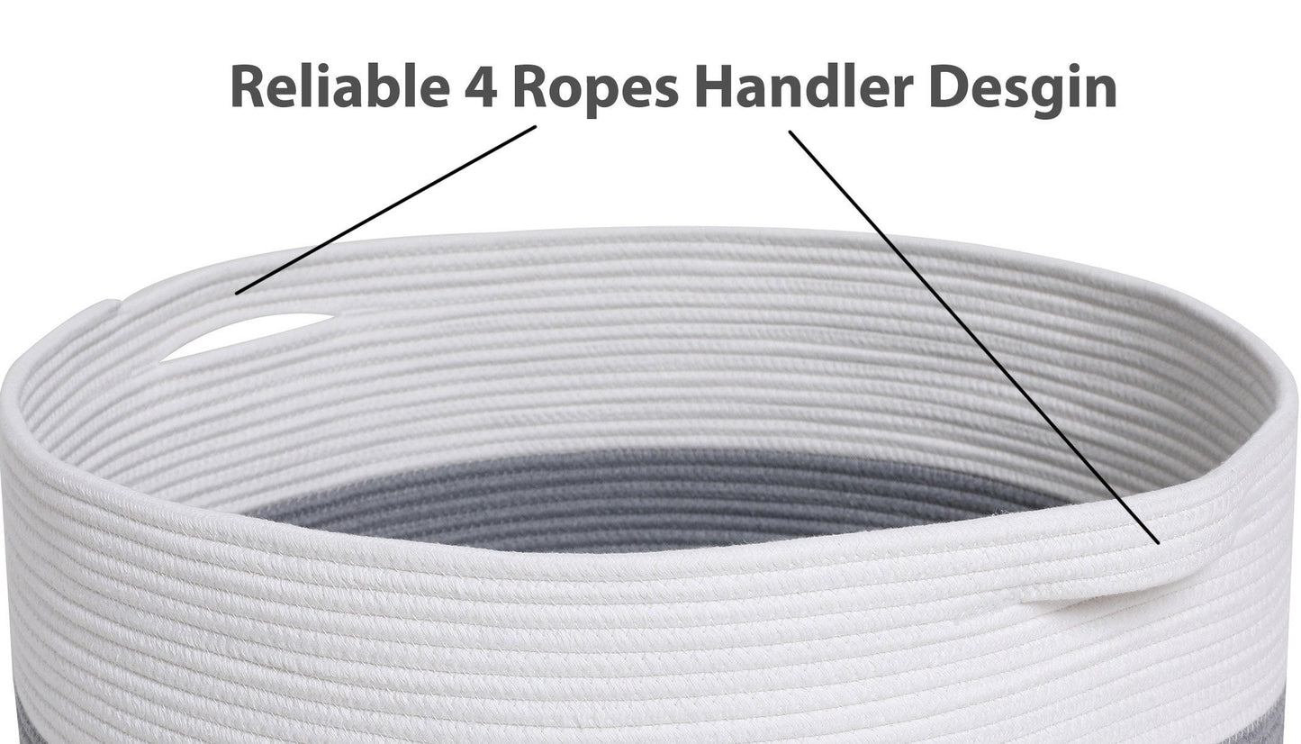24" x 24" x 17" Mega Size Cotton Rope Storage Basket, Grey