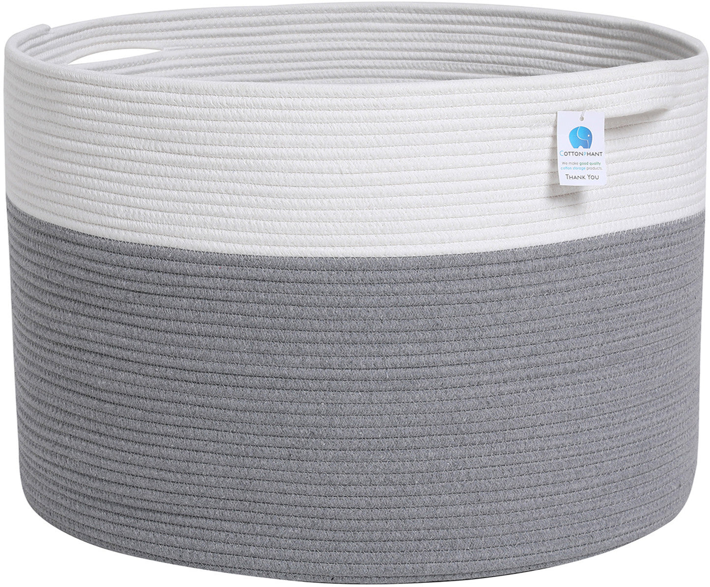 24" x 24" x 17" Mega Size Cotton Rope Storage Basket, Grey