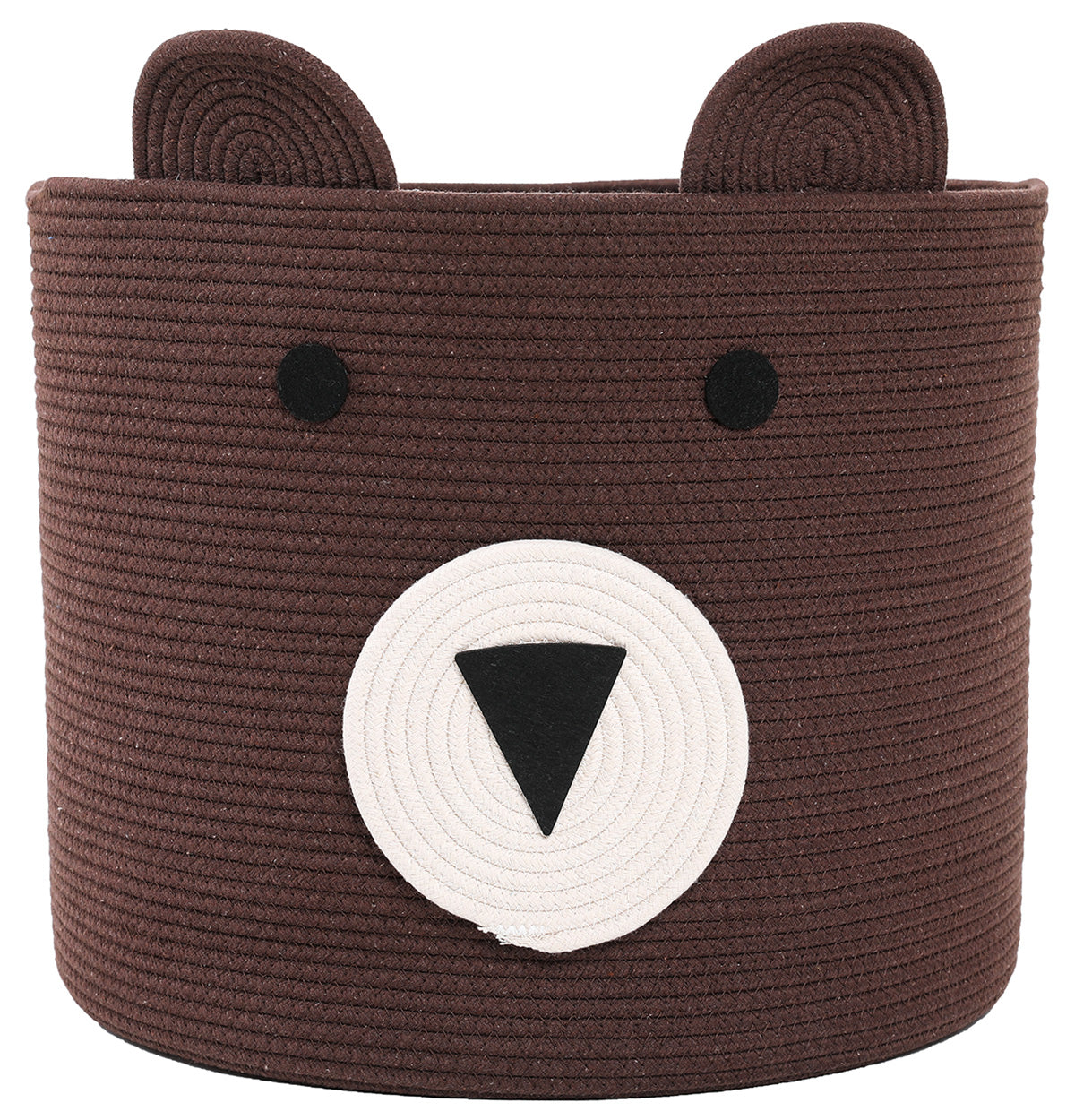 18" x 15" Bear Animal Cotton Rope Storage Basket, Dark Brown