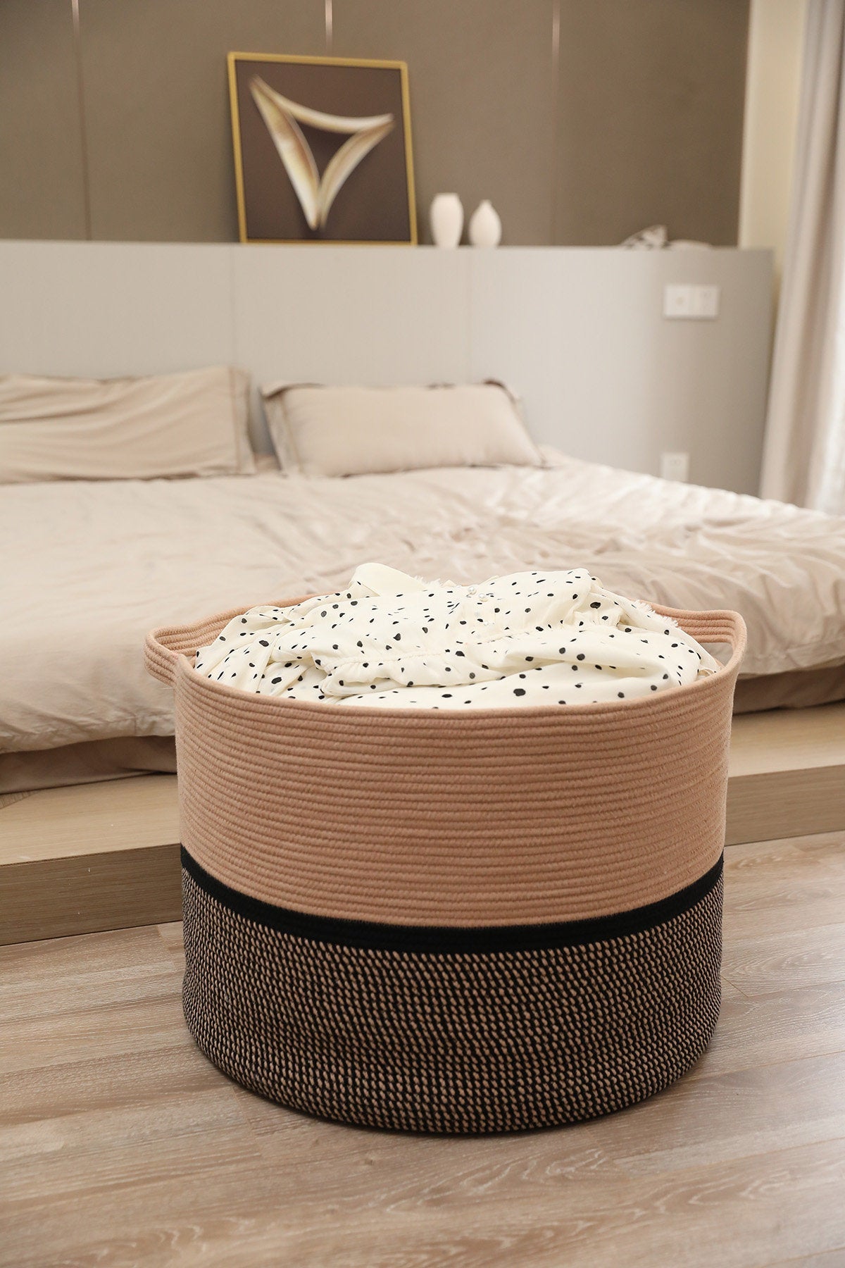 24" x 24" x 17" Mega Size Cotton Rope Storage Basket, Jute