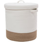 16" x 16" x 18" Large Cotton Rope Storage Basket with Lid, White/Jute Bottom