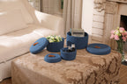 Set of 3 Round Cotton Rope Baskets with Lids - for Home Decor and Organisation, Dark Blue