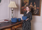 Set of 3 Round Cotton Rope Baskets with Lids - for Home Decor and Organisation, Dark Blue