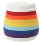 20" x 20" Extra Large Cotton Rope Storage Basket with Lid – Flagon Design – Perfect for Clothes, Blankets, and Living Room Organization - Rainbow/White