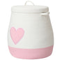 20" x 20" Extra Large Cotton Rope Storage Basket with Lid – Flagon Design – Perfect for Clothes, Blankets, and Living Room Organization - Pink Heart