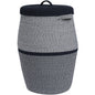 26" x 20" Large Tall Flagon Cotton Rope Storage Basket with Lid, Two Sides Dark Blue Mix