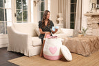 20" x 20" Extra Large Cotton Rope Storage Basket with Lid – Flagon Design – Perfect for Clothes, Blankets, and Living Room Organization - Pink Heart