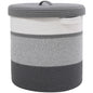 16" x 16" x 18" Large Cotton Rope Storage Basket with Lid, Grey Mix/Dark Grey