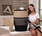 26" x 20" Large Tall Flagon Cotton Rope Storage Basket with Lid, Jute/Black Mix/Black