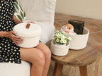Set of 3 Round Cotton Rope Baskets with Lids - for Home Decor and Organisation, Off White