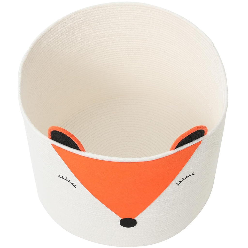 18x15 Inch Fox Basket, Open Cotton Rope Animal Storage Bin for Kids Bedroom Playroom, Cute Woven Laundry Basket, Orange