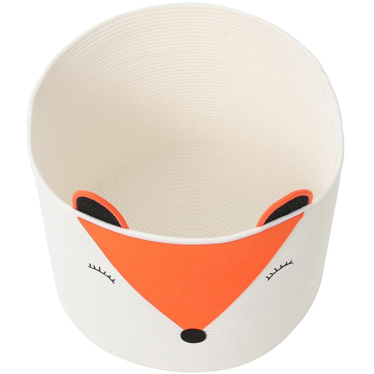 18x15 Inch Fox Basket, Open Cotton Rope Animal Storage Bin for Kids Bedroom Playroom, Cute Woven Laundry Basket, Orange