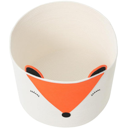 18x15 Inch Fox Basket, Open Cotton Rope Animal Storage Bin for Kids Bedroom Playroom, Cute Woven Laundry Basket, Orange