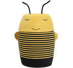 12x18 Inch Bee Basket with Lid, Handcrafted Cotton Rope Animal Storage Bin, Striped Bumble Bee Decor for Kids Bedroom Playroom, Yellow