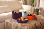 Set of 3 Small Woven Baskets with Lids, Cotton Rope Round Nesting Storage Basket Set for Shelf Nightstand Bathroom, 10x6 8x5 6x4 Inch, Rainbow Multicolor
