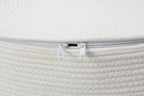 20x15 Inch Extra Large Round Cotton Rope Basket with Zipper Lid, Decorative Woven Storage Bin for Living Room Bedroom Closet, Cream & Camel