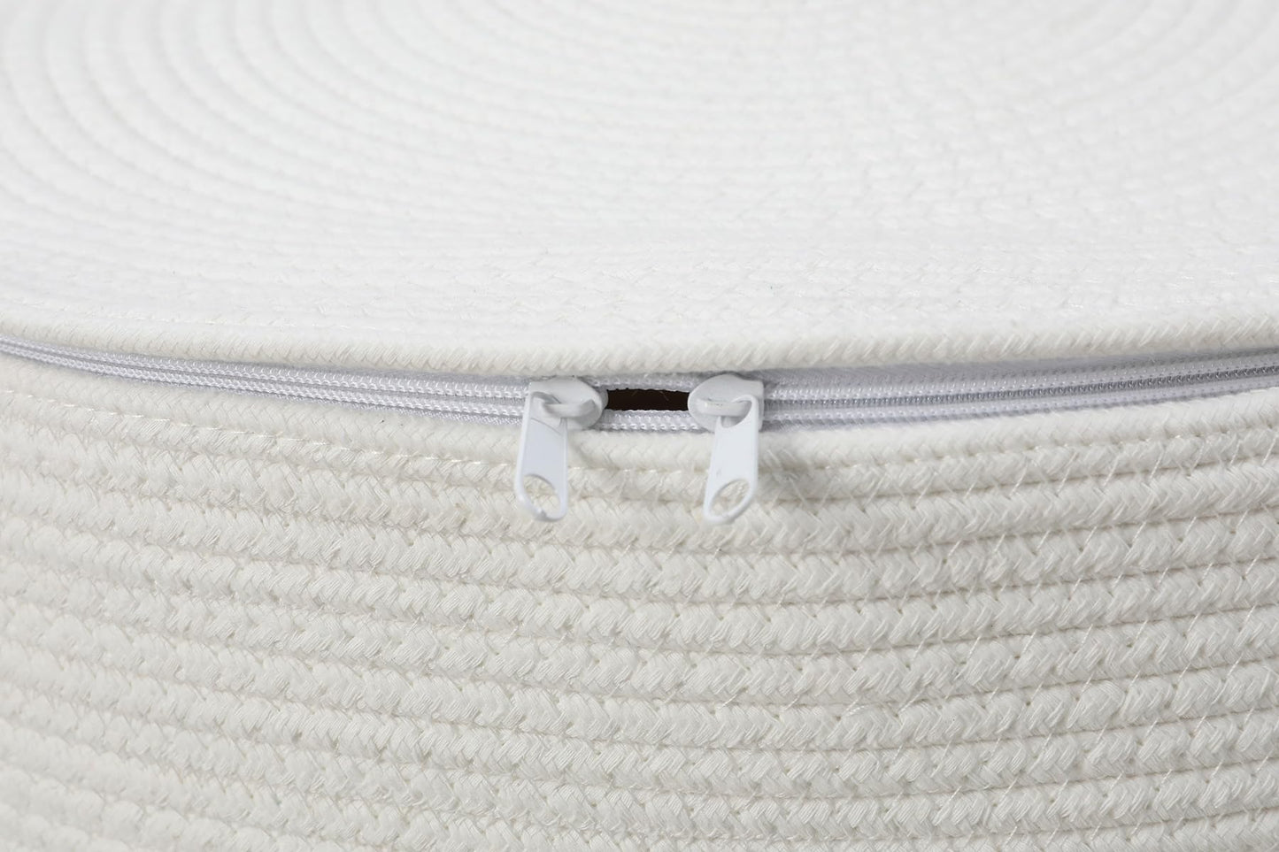 20x15 Inch Extra Large Round Cotton Rope Basket with Zipper Lid, Decorative Woven Storage Bin for Living Room Bedroom Closet, Cream & Camel