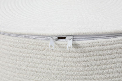 20x15 Inch Extra Large Round Cotton Rope Basket with Zipper Lid, Decorative Woven Storage Bin for Living Room Bedroom Closet, Cream & Camel