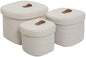 Set of 3 Nesting Woven Storage Baskets with Lids, Cotton Rope Decorative Basket Set for Shelf Closet Living Room Organizing, Square Off White