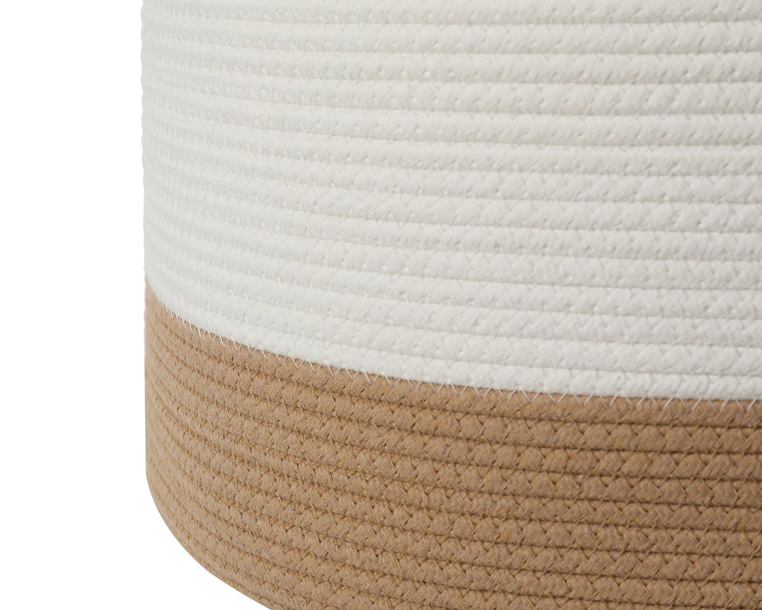 20x15 Inch Extra Large Round Cotton Rope Basket with Zipper Lid, Decorative Woven Storage Bin for Living Room Bedroom Closet, Cream & Camel