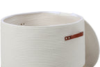 20x15 Inch Extra Large Round Cotton Rope Basket with Zipper Lid, Decorative Woven Storage Bin for Living Room Bedroom Closet, Cream & Camel