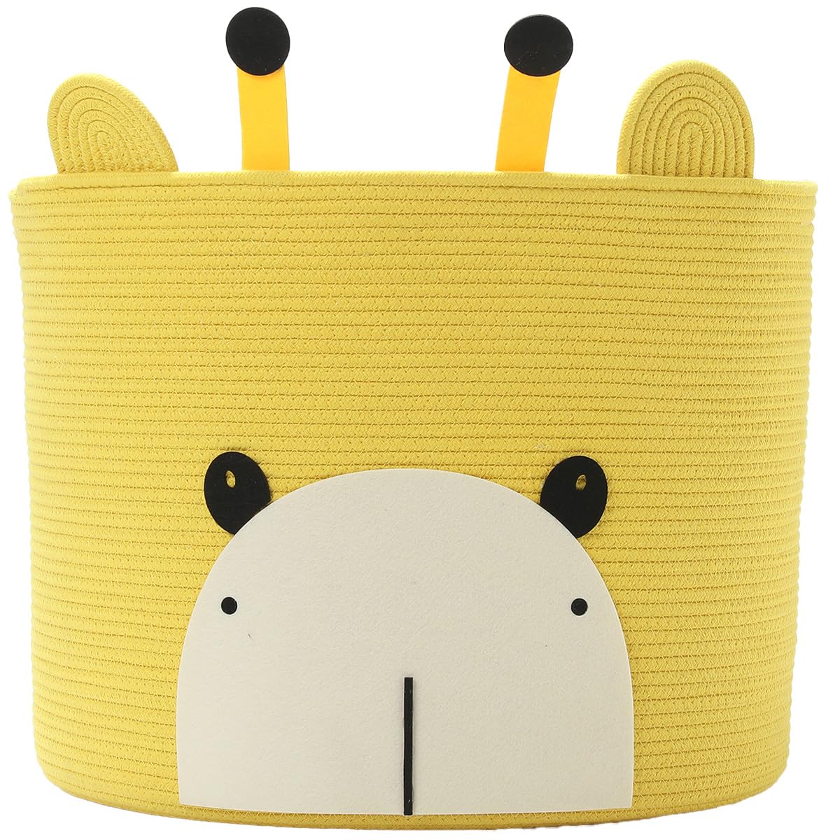 18x15 Inch Giraffe Basket, Open Cotton Rope Animal Storage Bin for Kids Bedroom Playroom, Cute Woven Laundry Basket, Yellow