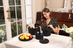 Set of 3 Small Woven Baskets with Lids, Cotton Rope Round Nesting Storage Basket Set for Shelf Nightstand Bathroom, 10x6 8x5 6x4 Inch, Black
