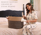 20x15 Inch Extra Large Round Cotton Rope Basket with Zipper Lid, Decorative Woven Storage Bin for Living Room Bedroom Closet, Natural Jute