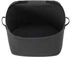 22x14x18 Inch Extra Large Rectangular Cotton Rope Basket with Zipper Lid, Decorative Blanket Storage Chest for Living Room Bedroom, Dark Grey
