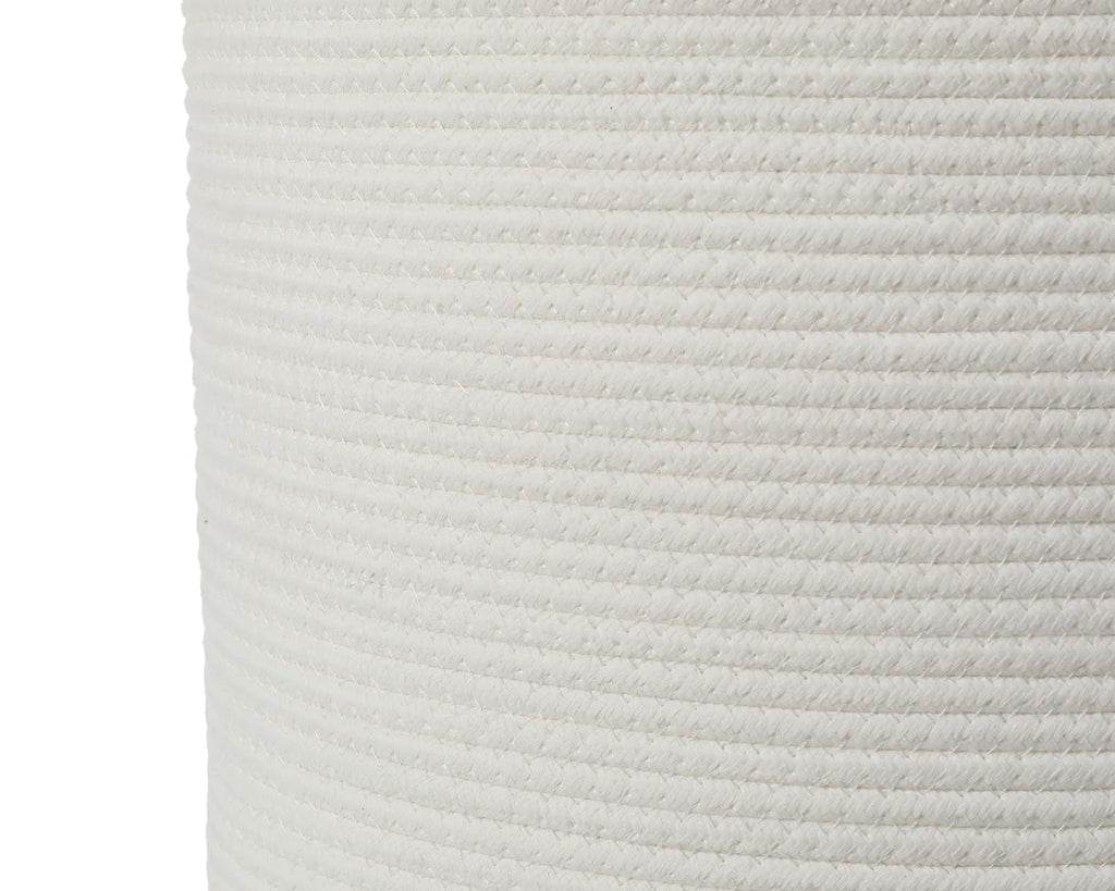 16"x20" Extra Large Cotton Rope Basket with Zipper Lid, Woven Laundry Hamper and Blanket Storage Basket, Round Clothes Bin for Living Room Bedroom, White