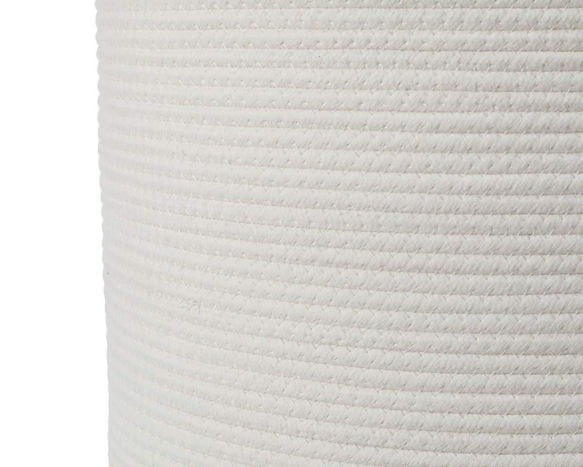 16"x20" Extra Large Cotton Rope Basket with Zipper Lid, Woven Laundry Hamper and Blanket Storage Basket, Round Clothes Bin for Living Room Bedroom, White