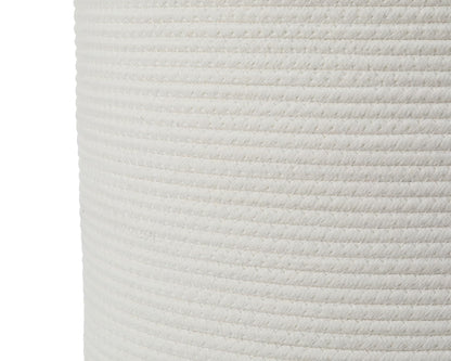 16"x20" Extra Large Cotton Rope Basket with Zipper Lid, Woven Laundry Hamper and Blanket Storage Basket, Round Clothes Bin for Living Room Bedroom, White