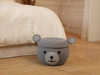15x12 Inch Bear Hamper with Lid, Handcrafted Cotton Rope Animal Storage Basket, Woven Teddy Bear Bin for Kids Bedroom Playroom, Grey
