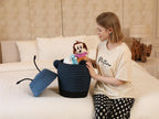 12x18 Inch Bee Basket with Lid, Handcrafted Cotton Rope Animal Storage Bin, Striped Bumble Bee Decor for Kids Bedroom Playroom, Blue