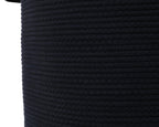 16"x20" Extra Large Cotton Rope Basket with Zipper Lid, Woven Laundry Hamper and Blanket Storage Basket, Round Clothes Bin for Living Room Bedroom, Navy Blue