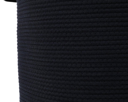 16"x20" Extra Large Cotton Rope Basket with Zipper Lid, Woven Laundry Hamper and Blanket Storage Basket, Round Clothes Bin for Living Room Bedroom, Navy Blue