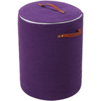 16"x20" Extra Large Cotton Rope Basket with Zipper Lid, Woven Laundry Hamper and Blanket Storage Basket, Round Clothes Bin for Living Room Bedroom, Purple