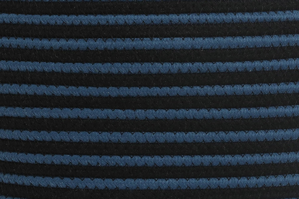 12x18 Inch Bee Basket with Lid, Handcrafted Cotton Rope Animal Storage Bin, Striped Bumble Bee Decor for Kids Bedroom Playroom, Blue