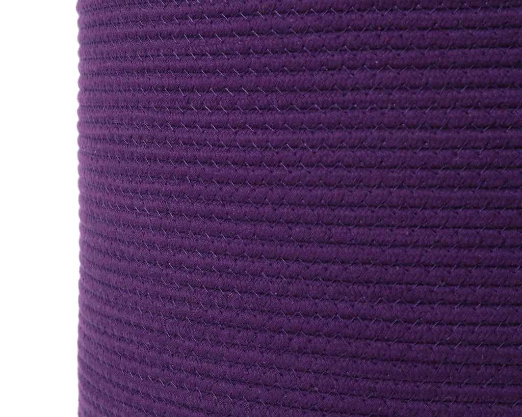 16"x20" Extra Large Cotton Rope Basket with Zipper Lid, Woven Laundry Hamper and Blanket Storage Basket, Round Clothes Bin for Living Room Bedroom, Purple