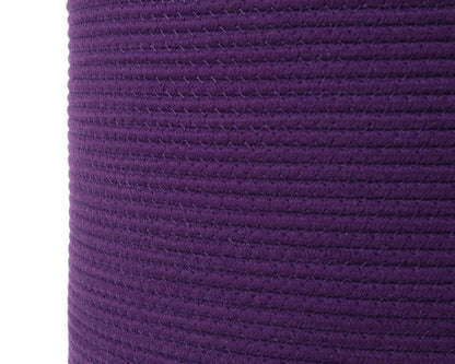 16"x20" Extra Large Cotton Rope Basket with Zipper Lid, Woven Laundry Hamper and Blanket Storage Basket, Round Clothes Bin for Living Room Bedroom, Purple