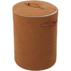 16"x20" Extra Large Cotton Rope Basket with Zipper Lid, Woven Laundry Hamper and Blanket Storage Basket, Round Clothes Bin for Living Room Bedroom, Rust Brown