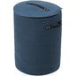 16"x20" Extra Large Cotton Rope Basket with Zipper Lid, Woven Laundry Hamper and Blanket Storage Basket, Round Clothes Bin for Living Room Bedroom, Denim Blue