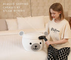 15x12 Inch Bear Hamper with Lid, Handcrafted Cotton Rope Animal Storage Basket, Woven Teddy Bear Bin for Kids Bedroom Playroom, White