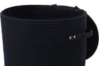 16"x20" Extra Large Cotton Rope Basket with Zipper Lid, Woven Laundry Hamper and Blanket Storage Basket, Round Clothes Bin for Living Room Bedroom, Navy Blue