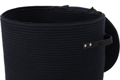 16"x20" Extra Large Cotton Rope Basket with Zipper Lid, Woven Laundry Hamper and Blanket Storage Basket, Round Clothes Bin for Living Room Bedroom, Navy Blue