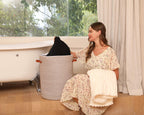 16"x20" Extra Large Cotton Rope Basket with Zipper Lid, Woven Laundry Hamper and Blanket Storage Basket, Round Clothes Bin for Living Room Bedroom, Camel & White Mix