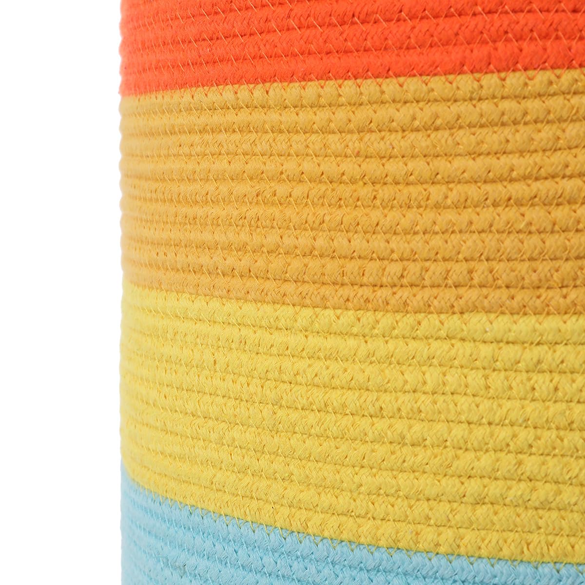 16"x20" Extra Large Cotton Rope Basket with Zipper Lid, Woven Laundry Hamper and Blanket Storage Basket, Round Clothes Bin for Living Room Bedroom, Rainbow Multicolor