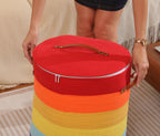 16"x20" Extra Large Cotton Rope Basket with Zipper Lid, Woven Laundry Hamper and Blanket Storage Basket, Round Clothes Bin for Living Room Bedroom, Rainbow Multicolor