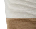 22x14x18 Inch Extra Large Rectangular Cotton Rope Basket with Zipper Lid, Decorative Blanket Storage Chest for Living Room Bedroom, Cream & Camel